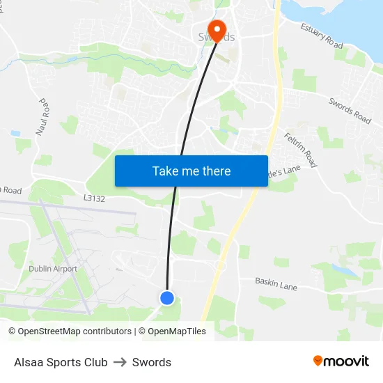 Alsaa Sports Club to Swords map