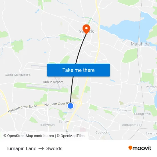 Turnapin Lane to Swords map