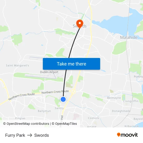 Furry Park to Swords map