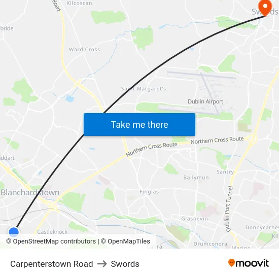 Carpenterstown Road to Swords map