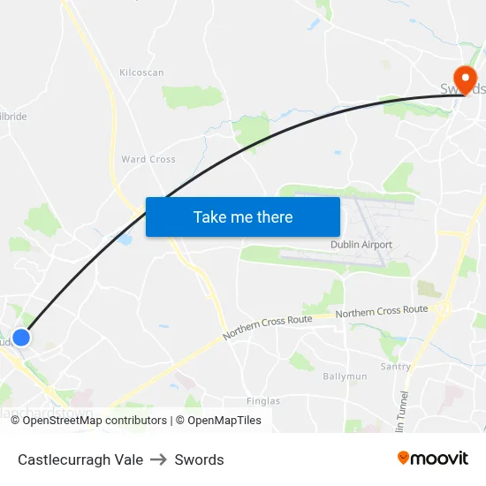 Castlecurragh Vale to Swords map