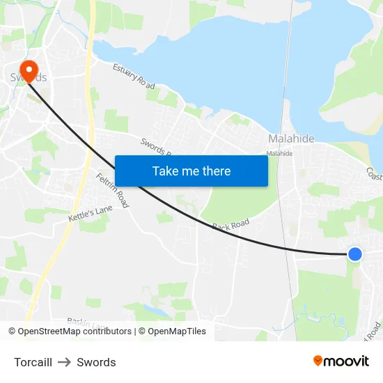 Torcaill to Swords map