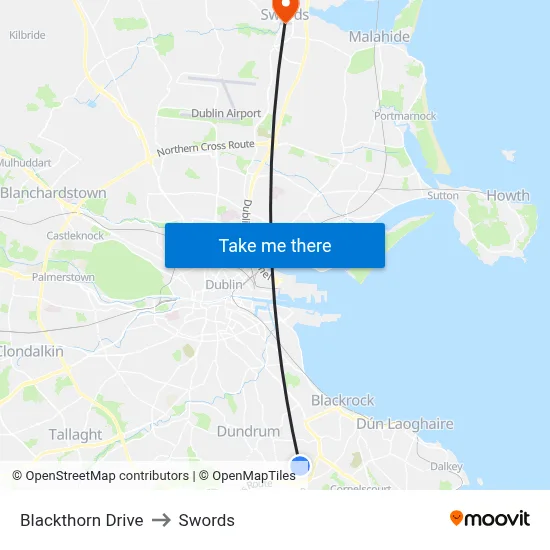 Blackthorn Drive to Swords map