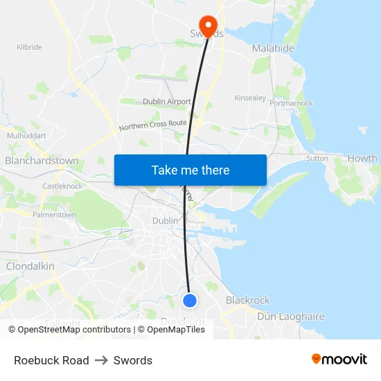 Roebuck Road to Swords map