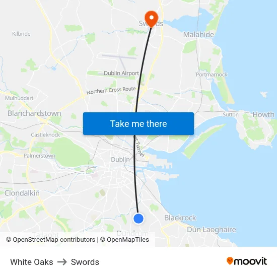 White Oaks to Swords map