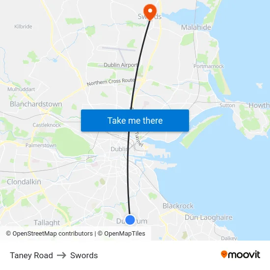 Taney Road to Swords map