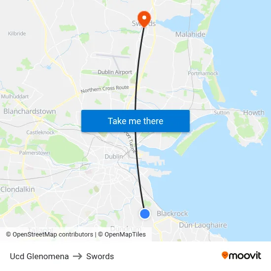 Ucd Glenomena to Swords map