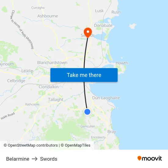 Belarmine to Swords map