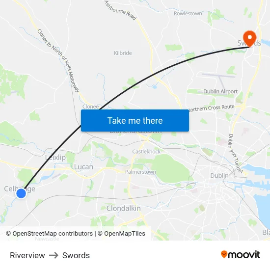Riverview to Swords map