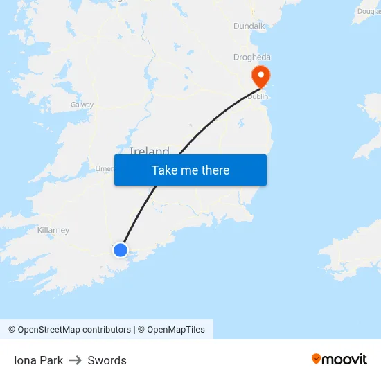 Iona Park to Swords map