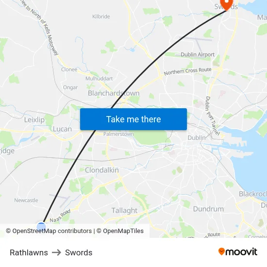 Rathlawns to Swords map