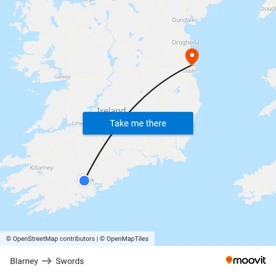 Blarney to Swords map
