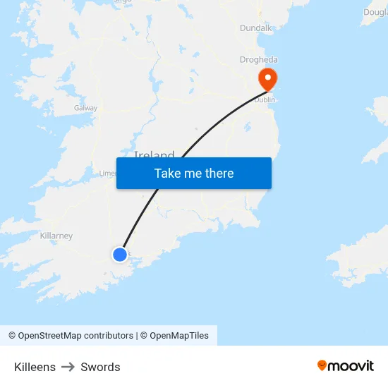 Killeens to Swords map