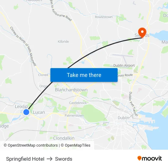 Springfield Hotel to Swords map