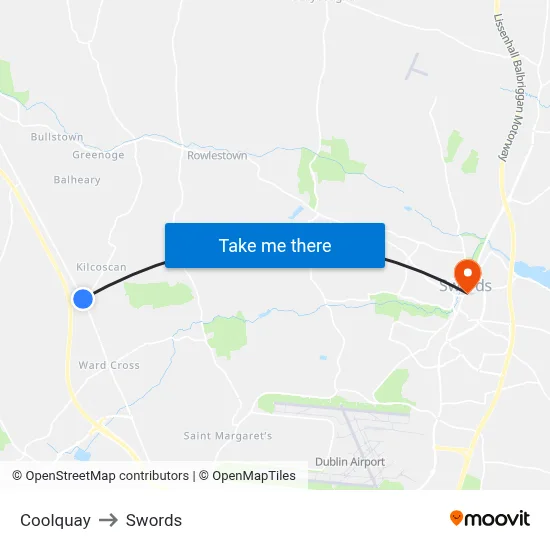 Coolquay to Swords map