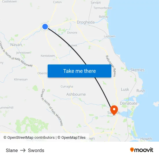 Slane to Swords map