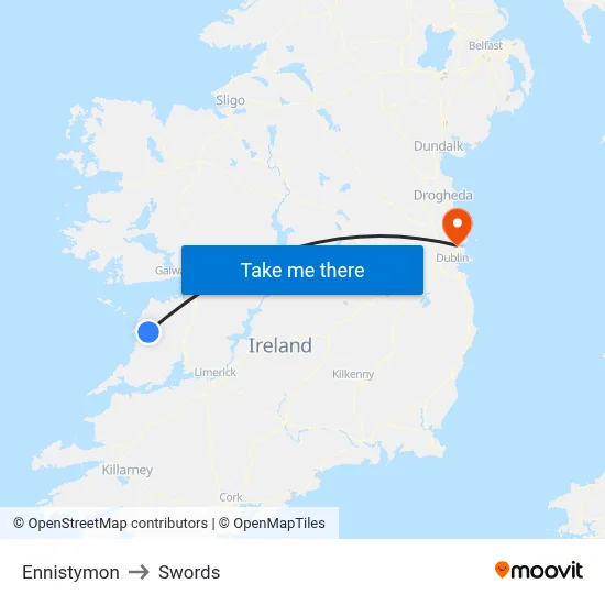 Ennistymon to Swords map