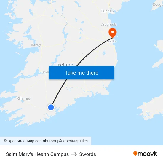 Saint Mary's Health Campus to Swords map