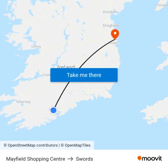 Mayfield Shopping Centre to Swords map