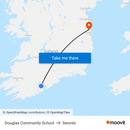 Douglas Community School to Swords map