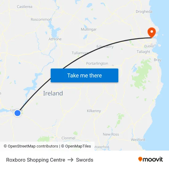 Roxboro Shopping Centre to Swords map