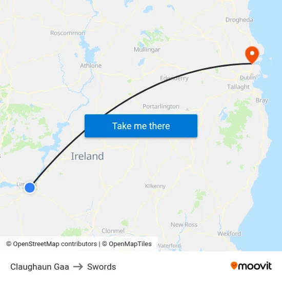 Claughaun Gaa to Swords map