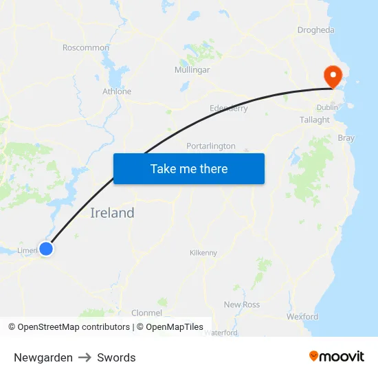 Newgarden to Swords map