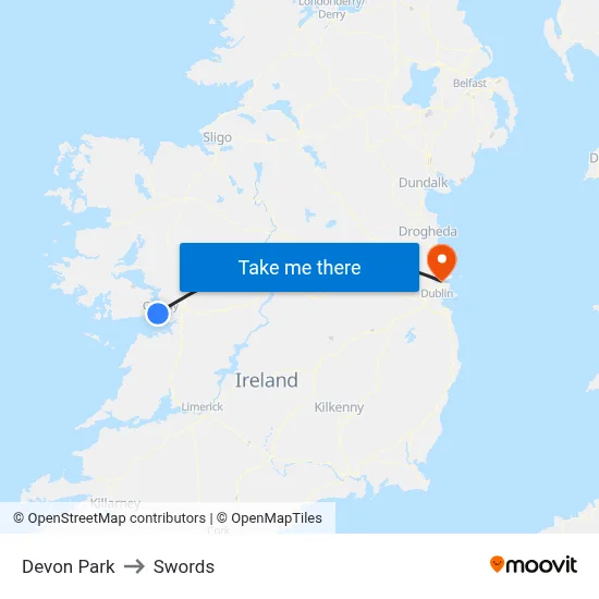 Devon Park to Swords map
