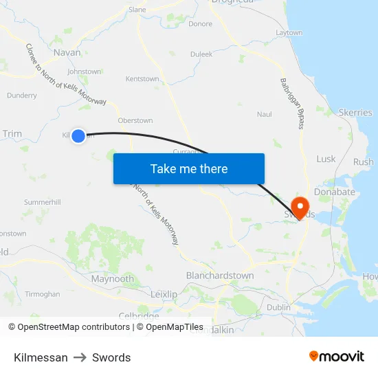 Kilmessan to Swords map