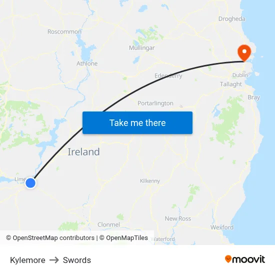 Kylemore to Swords map