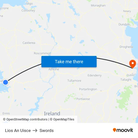 Lios An Uisce to Swords map