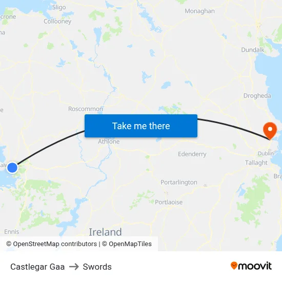 Castlegar Gaa to Swords map