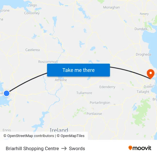 Briarhill Shopping Centre to Swords map