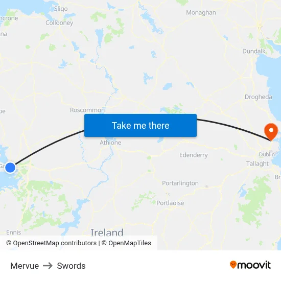 Mervue to Swords map