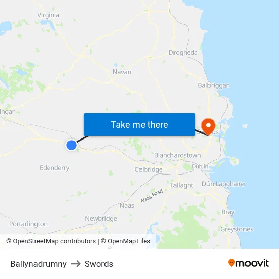 Ballynadrumny to Swords map