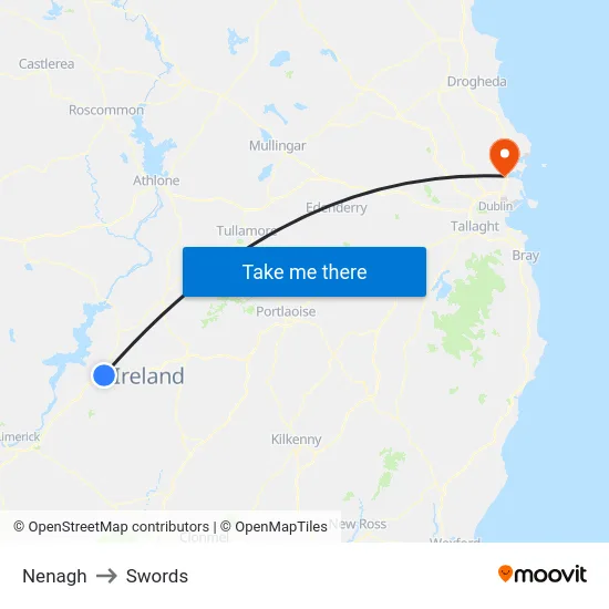 Nenagh to Swords map