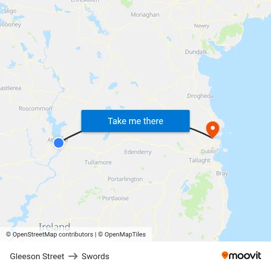 Gleeson Street to Swords map