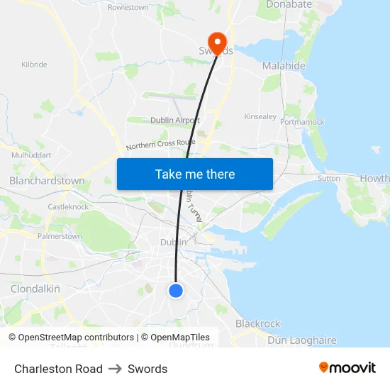 Charleston Road to Swords map