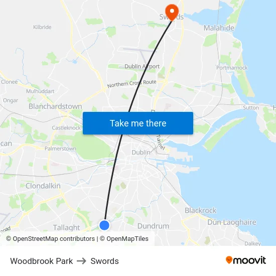 Woodbrook Park to Swords map