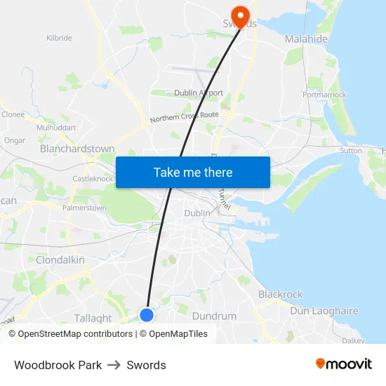 Woodbrook Park to Swords map