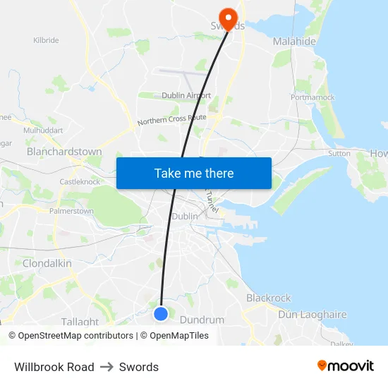 Willbrook Road to Swords map