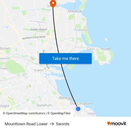 Mounttown Road Lower to Swords map
