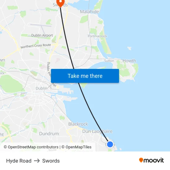 Hyde Road to Swords map