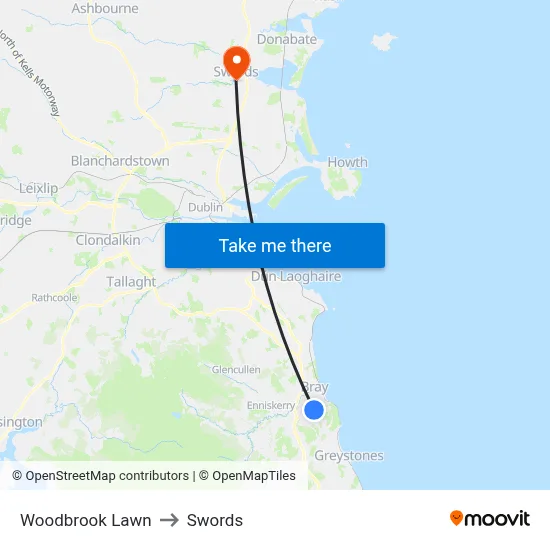 Woodbrook Lawn to Swords map