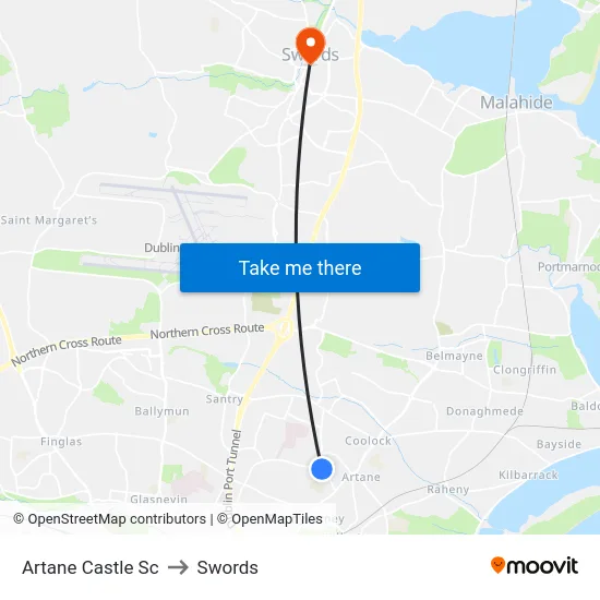 Artane Castle Sc to Swords map