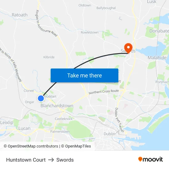 Huntstown Court to Swords map