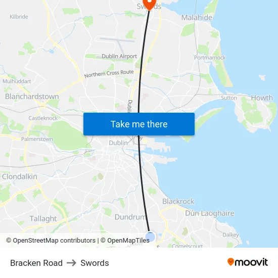 Bracken Road to Swords map