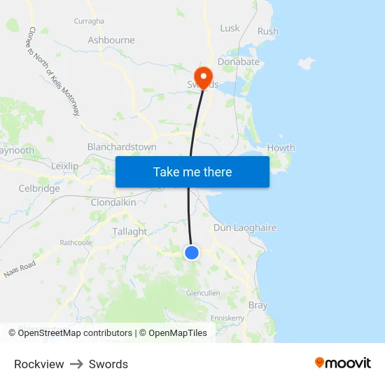 Rockview to Swords map