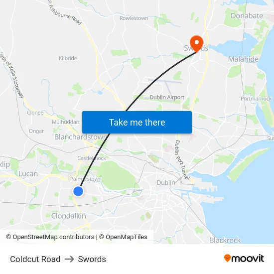 Coldcut Road to Swords map