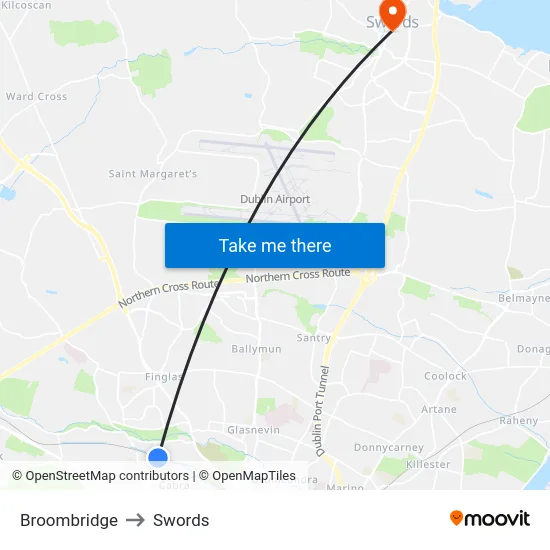 Broombridge to Swords map